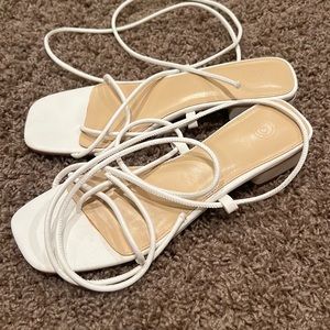 White strappy heels